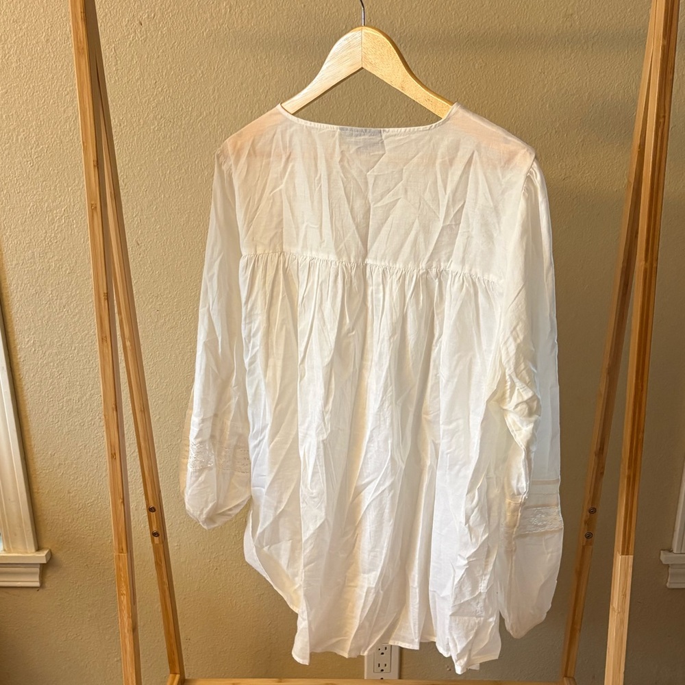 Lane Bryant White Peasant Blouse Plus Size 18 20 Lace Cotton Boho Cottagecore - Picture 2 of 5